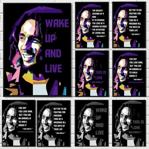 World Famous Singer Bob Marley Motivational Quotes Posters And Prints Canvas Painting Wall Art Picture in Livingroom Decor Home