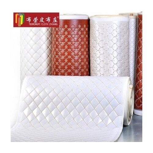 Embroidered soft pack leather fabric sponge European bedroom bed backrest sliding door decoration TV background wall PU 1M