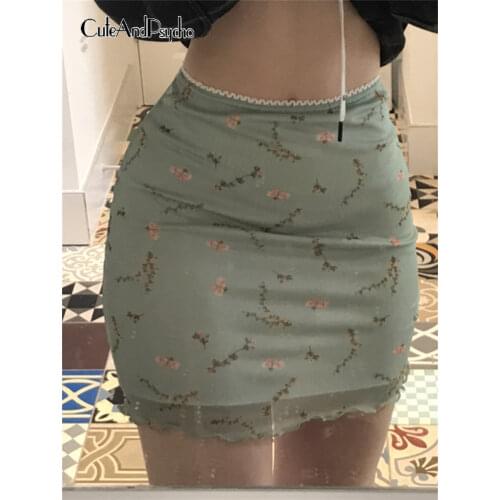 Floral Printed Two-layers y2k Mini Skirts Harajuku Korean Retro Straight Skirt Women Aesthetic 90s Summer Outfits Cuteandpscho