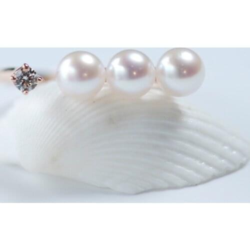 Sinya Au750 18k gold Diamond Ring with natural Freshwater pearl for women girls Mom ladies ring wear suit for size from 6 to 8