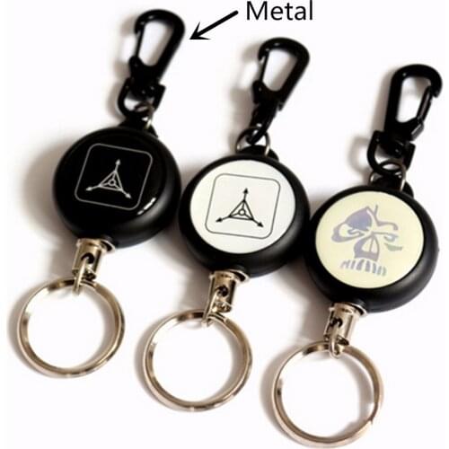 1pc High Strength Steel Wire Practical Badge Spreader Carabiner Retractable Pull Reel Strap Belt Clip Key Chain Camping Tool