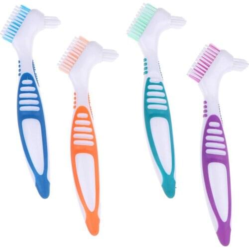 1PCS Denture Cleaning Brush Bristles & Ergonomic Rubber Handle Oral Care Tool Random Multi-Layered Bristles False Teeth Brush