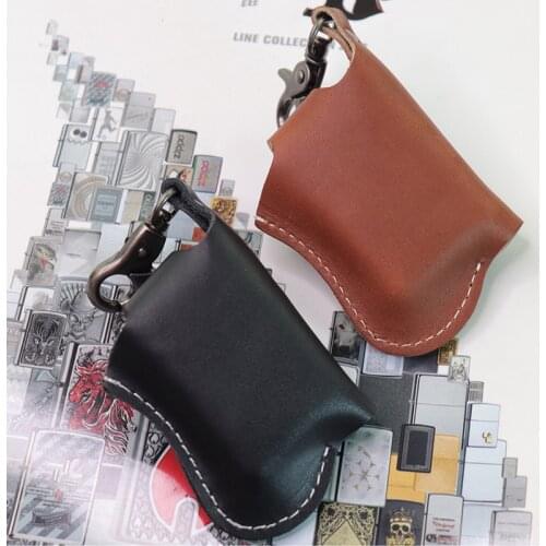 1pcs Lighter Cover Men Gift With Keychain Small Box Case For Handmade Leather Lighter Cover Kerosene Lighter Holder Bag
