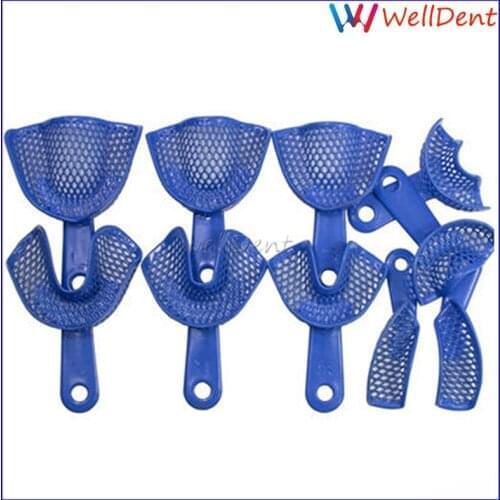 10 Pcs(5 Pairs) Dental Impression Trays Plastic-Steel Denture Model Materials Dental Lab