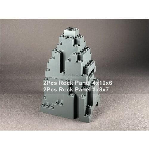 2sets/lot MOC Bricks DIY Rock Panel 4x10x6 Rectangular & 3x8x7 Triangular fit with 6082 & 6083 Building Blocks Toys kids gifts