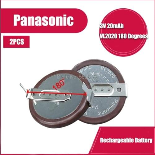 2PCS Panasonic 100% Original VL2020 3V 20mAh coin type rechargeable 180 degrees lithium button VL2020/HFN