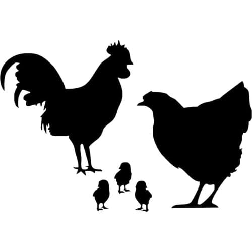 20.5*13.9CM Lovely Chicken Family Vinyl Car Styling Farm Animal Decals Car Stickers Black/Silver S1-2347