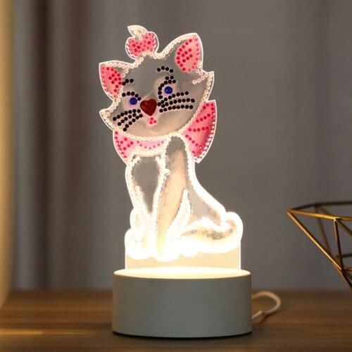 2021 New 5D Diamond Painting LED Night Lamp Decorate Desk Light Cartoon Animal Jellyfish Picture Rhinestones Handmade Craft Gift