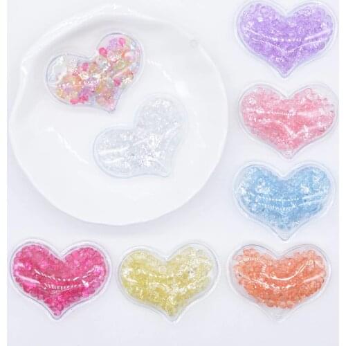 32Pcs 38*30mm Bling Heart Transparent PVC Filling Crystal Diamond Applique for DIY Headwear Hair Clips Bow Decor Patches N01