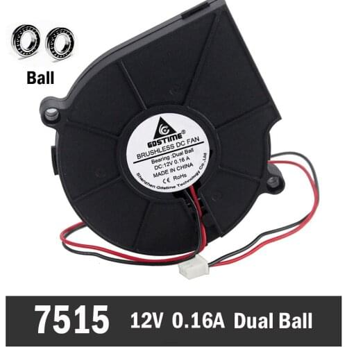 50Pcs Gdstime DC 12V 75mm 7515 75mm x 15mm Ball Bearing PC Computer Cooling Cooler DC Centrifugal Blower Fan