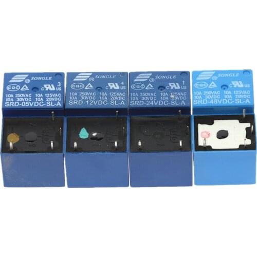 50Pcs Relays SRD-05VDC-SL-A SRD-12VDC-SL-A SRD-24VDC-SL-A SRD-48VDC-SL-A 5V 12V 24V 48V 10A 250VAC 4PIN T73