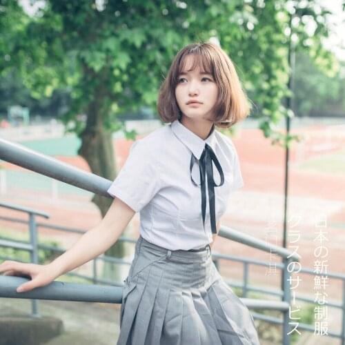 White Long Sleeve Shirt+Skirt School Students Uniform College Preppy Japanese JK school uniform Two-piece