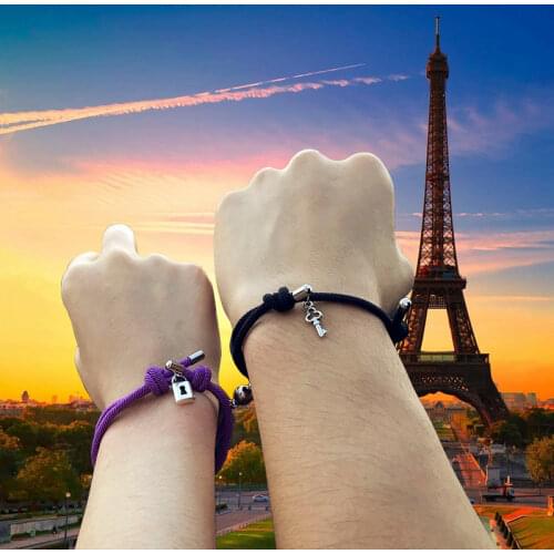 2pcs Couple Magnet Attract Each Other Couple Bracelet Men and Women Charm Girl Bracelet Jewelry Lover Gift