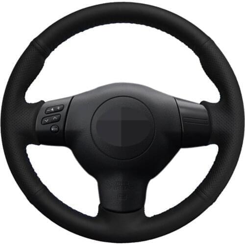 Car Steering Wheel Cover Hand-stitched Black Genuine Leather For Toyota Corolla 2004-2006 Caldina 2002-2007 RAV4 (US) 2005