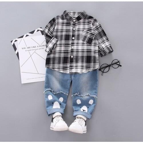 Spring Autumn Children Babay Boys Cotton Clothing Baby Lapel Tie Shirt Pants 2Pcs/sets Toddler Tracksuit Infant Gentleman Suits