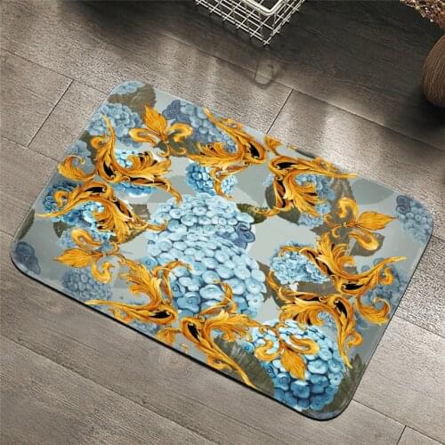 Palace style retro Carpets Hydrangea Pattern Bathroom Floor Mats Toilet Rugs Kitchen Area Rug Pads Absorbent Front Door Mats