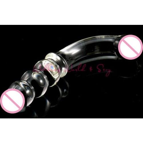 Double Ended Headed Pyred Glass Dildo Crystal Fake Penis Anal Beads Butt Plug Femal Masturbation G-Spot Glass Sex Toys For Women