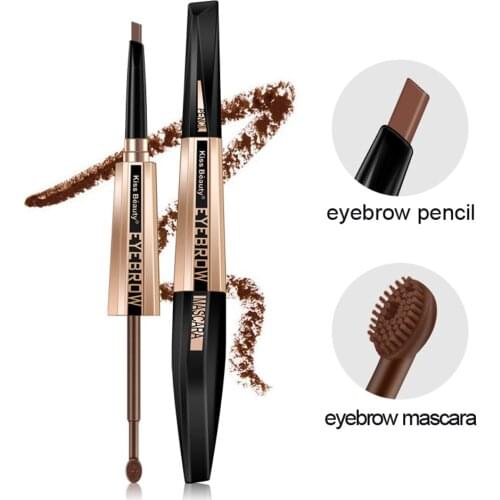Kiss Beauty Dual Ended Eyebrow Pencil + Eyebrow Mascara Waterproof Liquid Eyebrow Gel Brown Microblading Eyebrow Tattoo