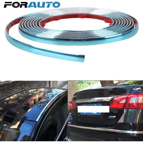 FORAUTO Self Adhesive Car Rearview Mirror Bumper Protector Tape Side Door Chrome Strip Silver Styling Mouldings