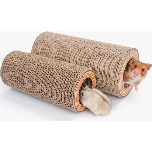 Corrugated Paper Cylinder Pipe Tree Hole Tunnel Sports Tube Chew Toy Hamster Tunnel Toys Hiding Toys Cage Playing Supplies