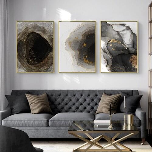 Black Marble Abstract Texture Oil Painting Picture Poster Canvas Print Painting Wall Art Living Room Home Decoration