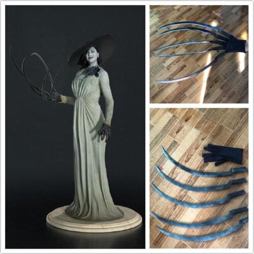 50cm Long Dimitrescu Moth Lady Claws Nail Paws with Gloves Evil Village Cosplay Female Vampire Halloween Cosplay Accessories