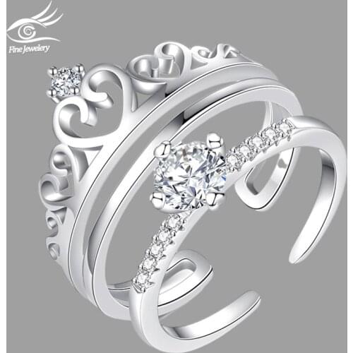 7KMOOR 100% 925 Sterling Silver Cubic Zirconia Crown Rings For Women Hypoallergenic Lady Fashion Jewelry CZR57