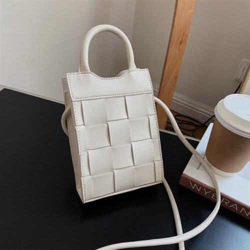 Mini Square Bag Women Crossbody Bag Pu Leather Woven Bag Female Small Handbag And Purse Bucket Retro Shoulder Messenger Bag Tote