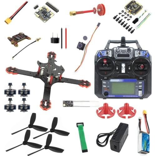 DIY Quadcopter FPV Drone Kit J205 205mm 3mm Arm Carbon Fiber Frame with 4 in1/Split ESC / 3S Battery w/ FRSKY / Flysky Receiver
