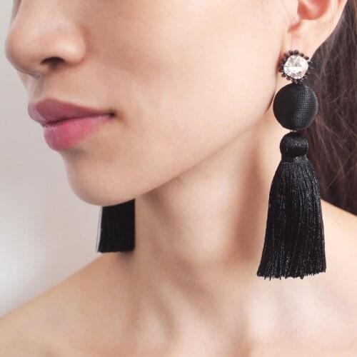 MANILAI Bohemian Silk Thread Tassel Earrings For Women Fashion Ball Fringed Drop Dangle Earrings Long Beach Statement Jewelry