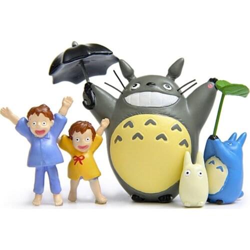 1pc Japanese Anime My Neighbor Totoros With Leaf Umbrella Mini Figures Little Girls Miniature Figurines Decoration Dolls Toys