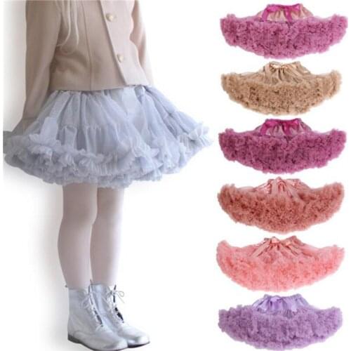 2021 0-10Y Toddler Girls Tutu Skirt Children Dancing Ballet Solid Princess Tulle Skirt with Bowkot for Party Spring Summer Fall