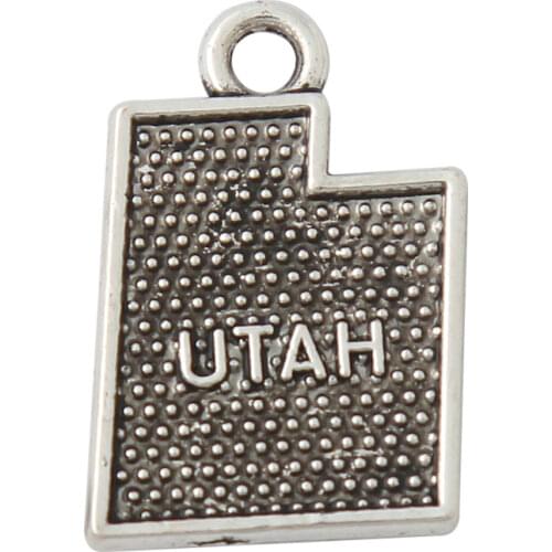 RAINXTAR Fashion Vintage Alloy American State Charms Alloy Utah Map Charms 13*19mm AAC037