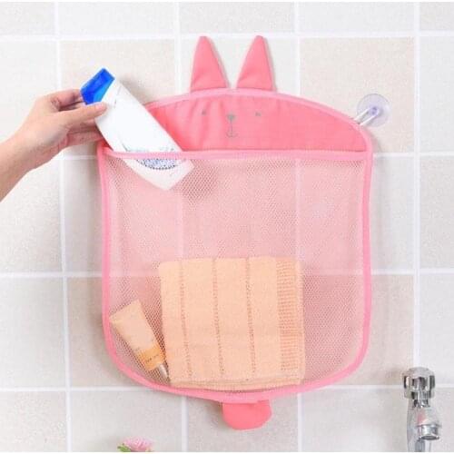 Cartoon Kids Bath Toys Mesh Bag Baby Bathroom Shower Net Suction Cup Hanging Storage Holder Multifunction Bath Organizer