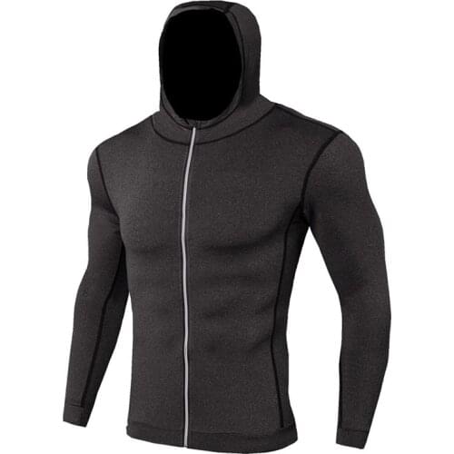 Termal tshirt long sleeve men clothes for men hooded zip sport thermal underwear quick dry fitness underwear men tecnologia para