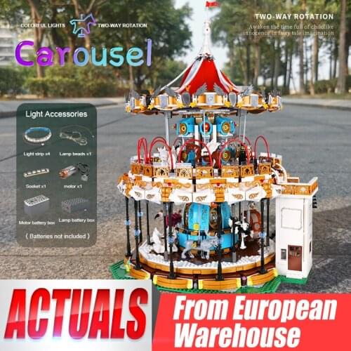 Mould King 11011 Street View Building Blocks Sets The Amusement Park Motorized Carousel Kid DIY Toys Birthday Christmas Gift