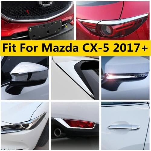 Yimaautotrims Chrome Exterior Refit Kit Head / Tail Fog Lamps Eyebrow / Rearview Mirror Cover Trim For Mazda CX-5 2017 - 2021