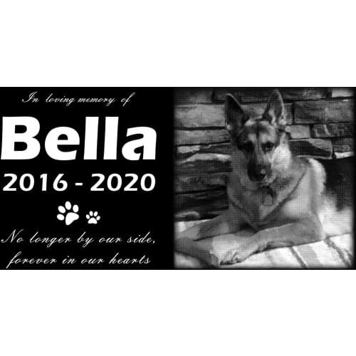 Natural Granite Personalized Pet Memorial Stone, Creative Cat Dog Paws Print Pets Tombstone, 30X15CM