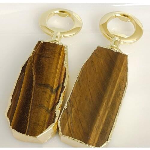 Natural Tiger Eyes Beer Bottle Opener stone classic Cool Ring Keychain Corkscrew practical bar kitchen