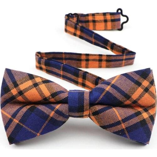New Men Fashion Bright Striped Plaid Soft Cotton Bowtie Double Fracture Butterfly Designer Cravat for wedding England Style