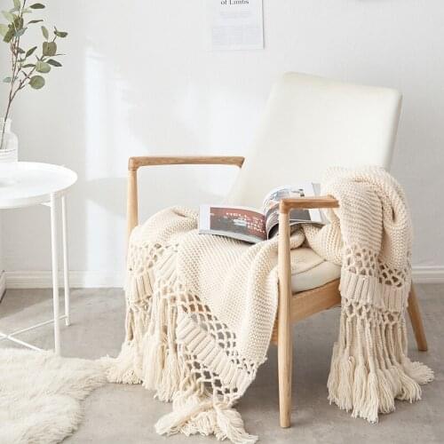 Bohemian Style Hand-knitted Fringe Blanket Air Conditioning Blanket Thickening Warm Office Lunch Blanket Blankets for Beds