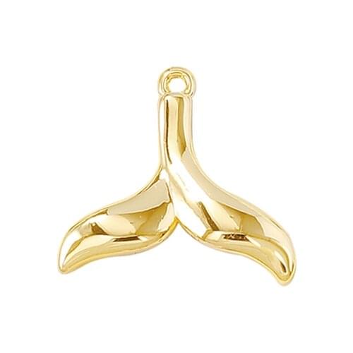 Factory Wholesale Gold Color Brass Whale Tail Charms Pendants Necklace Bracelet Earring Diy Jewelry Making Supplies Accessories