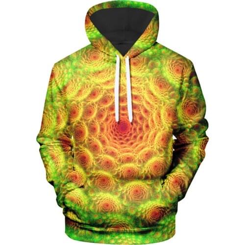Personality Creative 3D Geometric Swirl Pattern Hooded Comfortable Color Printing Mens Clothing