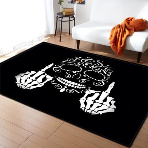 Personality 3D Carpet Skull Flannel Velvet Memory Foam Living Room Area Rug Play Game Mats Baby Craming Rugs for Bedroom Boys