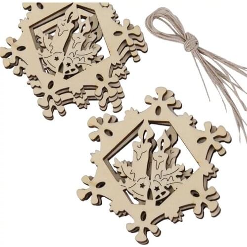 50 free shipping candle laser cut wood wooden decoration christmas tree hanging deco