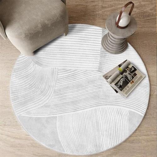 Simple Striped Fluffy Rugs For Bedroom Sofa Coffee Table Floor Mat Home Computer Chair Area Rug Nordic Soft Round Carpet