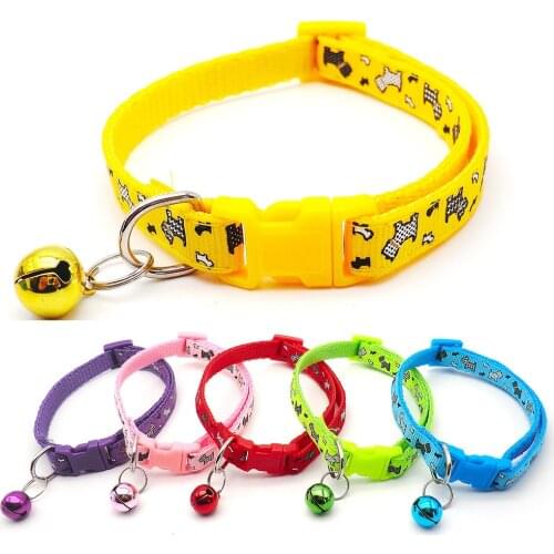 Adjustable Colorful Plastic Button Tie Shaped Printed Nylon Dog Collar Cat Necklace Pet Puppy Kitty Decoration Accessories