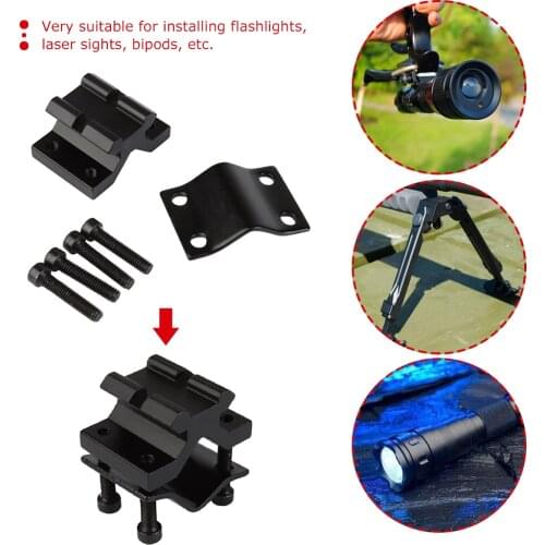 Adjustable Bipod Adapter with 20mm Rail Barrel Tube Mount for Picatinny Weaver Scope Flashlight Laser Sight Torch Dovetail Clip