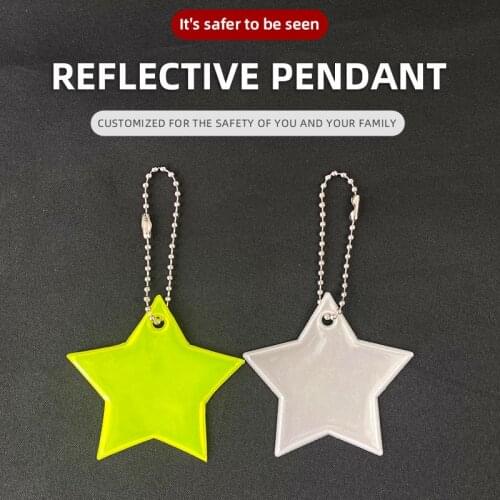 Schoolbag Reflective Pendant Night Safety Warning Sign Star Riding Reflector Five-Pointed Star Keychains key ings 600 Light