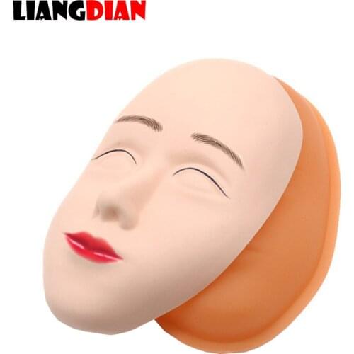 5D Silicone Fake Tattoo Practice Training Head Face Skin Base Mannequin Doll For Permanent Lip Eyebrow Makeup Tattoo Accessory